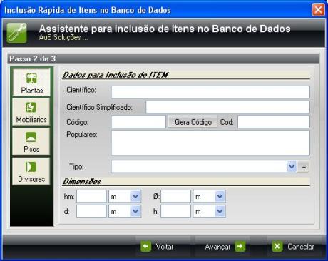 AutoLANDSCAPE - Inserção de um novo item